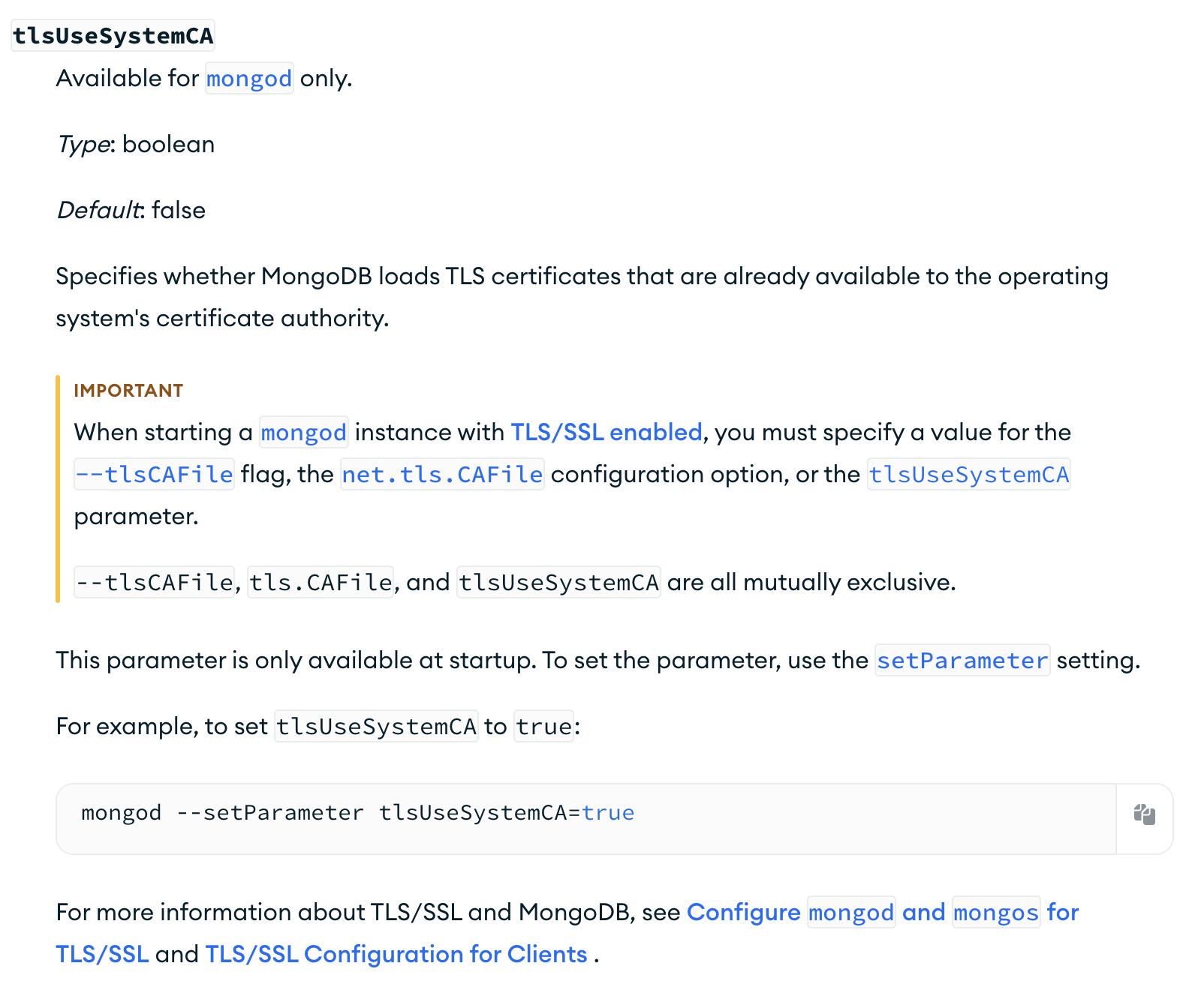 tlsUseSystemCA example
