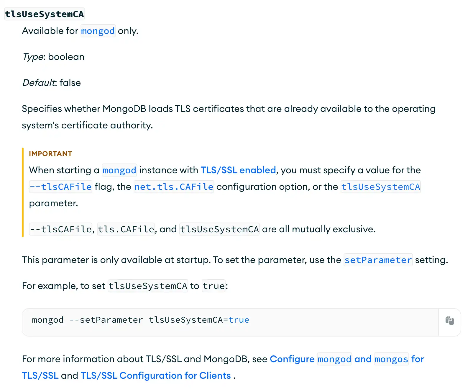 tlsUseSystemCA example